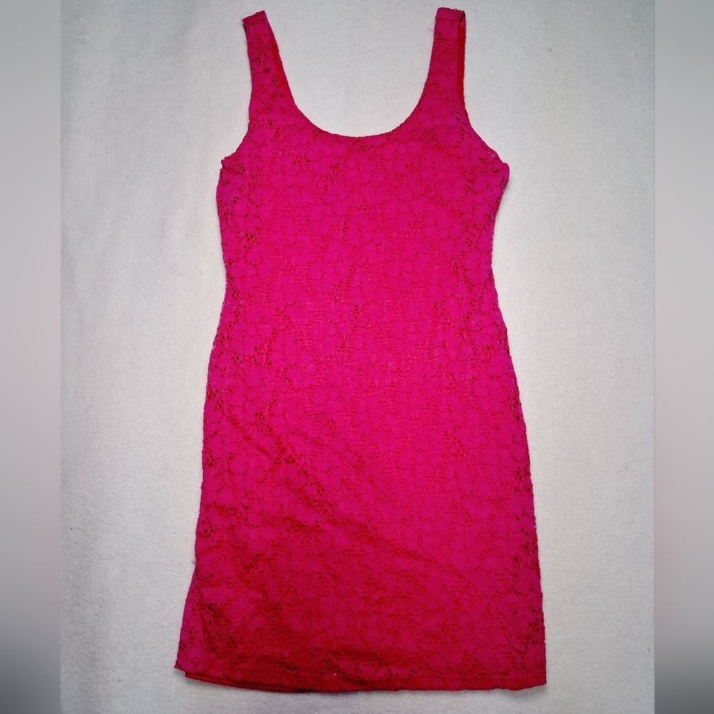 Ambiance Hot Pink Lace Mini Dress